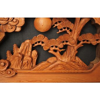 七福神 木彫欄間 2枚1組　R0132Y 