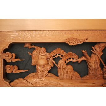 七福神 木彫欄間 2枚1組　R0132Y 