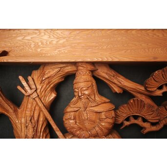 七福神 木彫欄間 2枚1組　R0132Y 