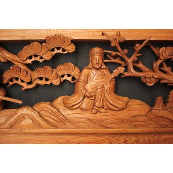 七福神 木彫欄間 2枚1組　R0132Y 