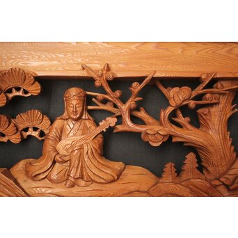 七福神 木彫欄間 2枚1組　R0132Y 