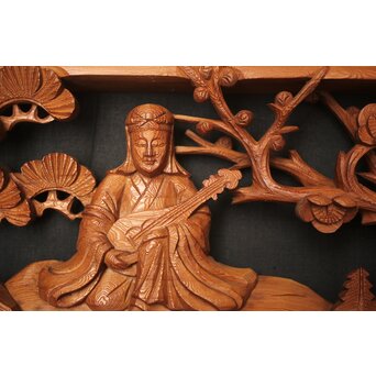 七福神 木彫欄間 2枚1組　R0132Y 