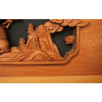 七福神 木彫欄間 2枚1組　R0132Y 