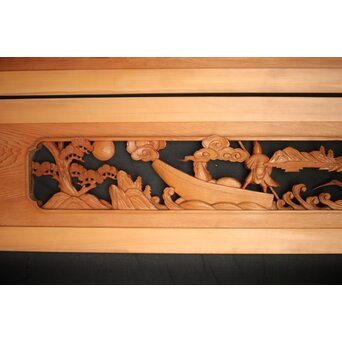 七福神 木彫欄間 2枚1組　R0132Y 