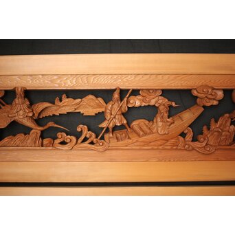 七福神 木彫欄間 2枚1組　R0132Y 