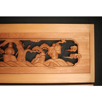 七福神 木彫欄間 2枚1組　R0132Y 