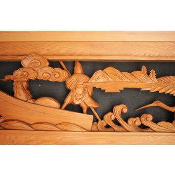 七福神 木彫欄間 2枚1組　R0132Y 