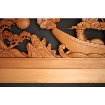 七福神 木彫欄間 2枚1組　R0132Y 