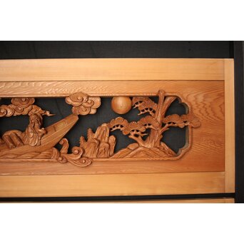 七福神 木彫欄間 2枚1組　R0132Y 