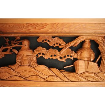 七福神 木彫欄間 2枚1組　R0132Y 