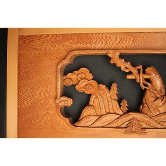 七福神 木彫欄間 2枚1組　R0132Y 