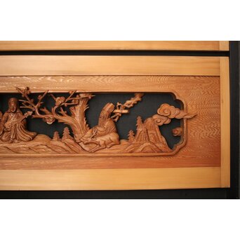 七福神 木彫欄間 2枚1組　R0132Y 