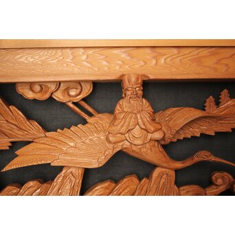 七福神 木彫欄間 2枚1組　R0132Y 