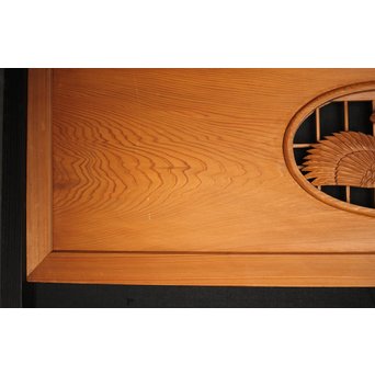 障子窓付 鶴松木彫欄間　R0133 