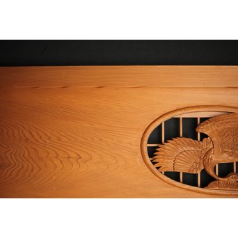 障子窓付 鶴松木彫欄間　R0133 