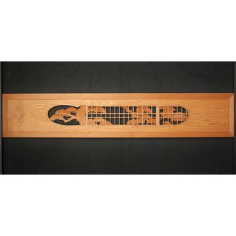 障子窓付 鶴松木彫欄間　R0133 