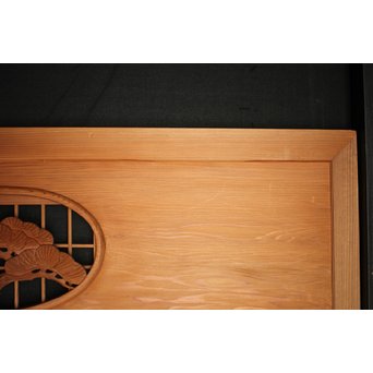 障子窓付 鶴松木彫欄間　R0133 