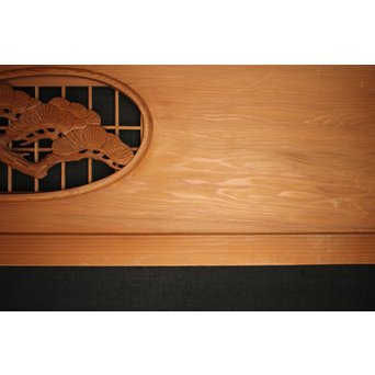 障子窓付 鶴松木彫欄間　R0133 