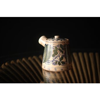 雲林院宝山 寶山 デルフト手 京焼急須　P296 