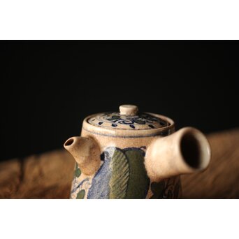 雲林院宝山 寶山 デルフト手 京焼急須　P296 