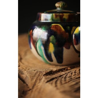 萬古焼 三彩急須　P298 