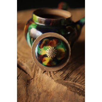 萬古焼 三彩急須　P298 