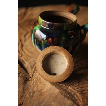 萬古焼 三彩急須　P298 