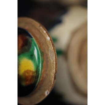 萬古焼 三彩急須　P298 