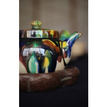 萬古焼 三彩急須　P298 