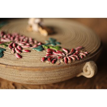 安東焼 阿漕焼 色絵宝瓶/急須　P299 