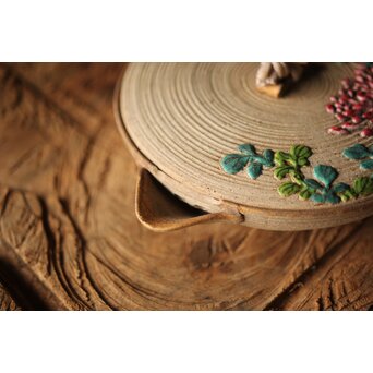 安東焼 阿漕焼 色絵宝瓶/急須　P299 