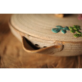 安東焼 阿漕焼 色絵宝瓶/急須　P299 