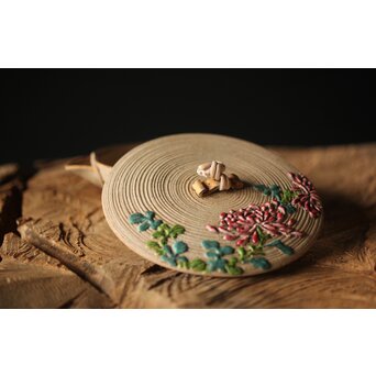 安東焼 阿漕焼 色絵宝瓶/急須　P299 