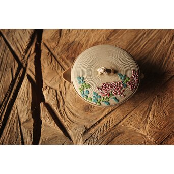 安東焼 阿漕焼 色絵宝瓶/急須　P299