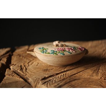 安東焼 阿漕焼 色絵宝瓶/急須　P299 