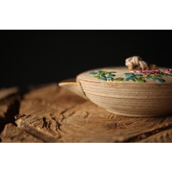 安東焼 阿漕焼 色絵宝瓶/急須　P299 