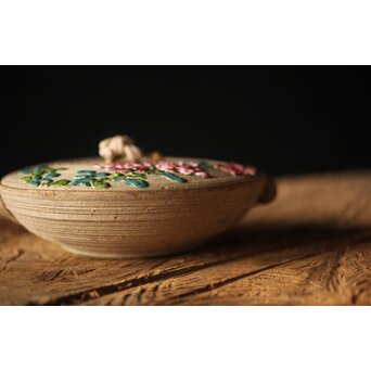 安東焼 阿漕焼 色絵宝瓶/急須　P299 