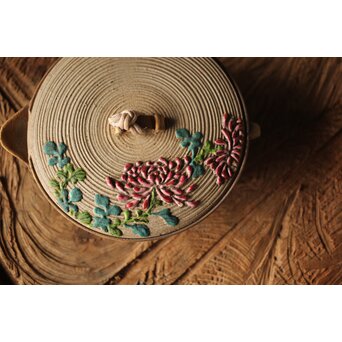 安東焼 阿漕焼 色絵宝瓶/急須　P299 