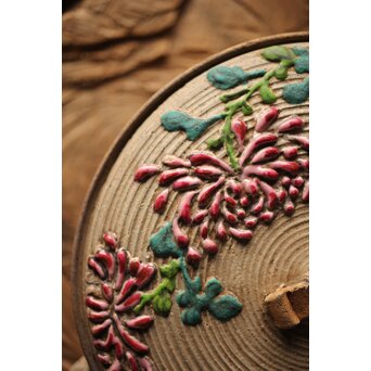 安東焼 阿漕焼 色絵宝瓶/急須　P299 