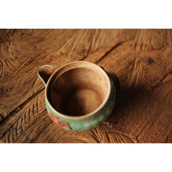 古萬古 緑釉蝙蝠耳急須　P300 