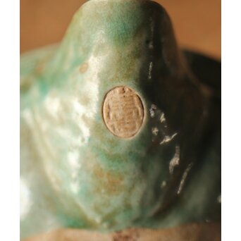 古萬古 緑釉蝙蝠耳急須　P300 