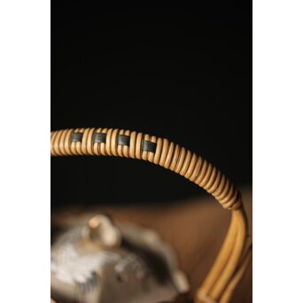 明治萬古 堀友直造 白泥花鶴細密色絵 五角形急須　P301 