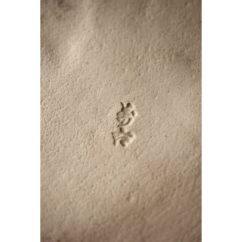 明治萬古 堀友直造 白泥花鶴細密色絵 五角形急須　P301 