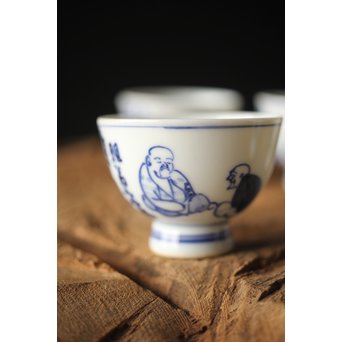 竹泉造 青華染付茶詩入 煎茶碗五客/湯冷　P304 