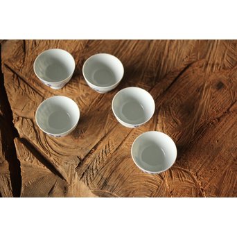 竹泉造 青華染付茶詩入 煎茶碗五客/湯冷　P304 