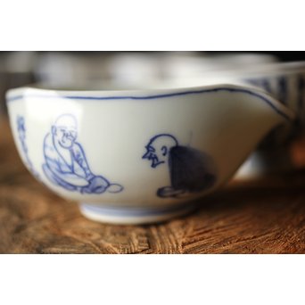 竹泉造 青華染付茶詩入 煎茶碗五客/湯冷　P304 