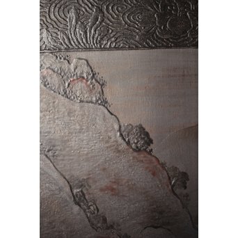 古代塗 蒲原塗か 群仙洞銘 横額/扁額 山水図　Q282 