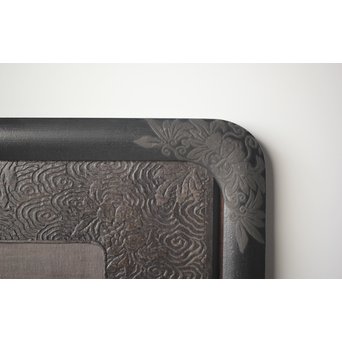 古代塗 蒲原塗か 群仙洞銘 横額/扁額 山水図　Q282 