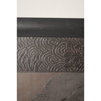 古代塗 蒲原塗か 群仙洞銘 横額/扁額 山水図　Q282 