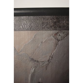 古代塗 蒲原塗か 群仙洞銘 横額/扁額 山水図　Q282 